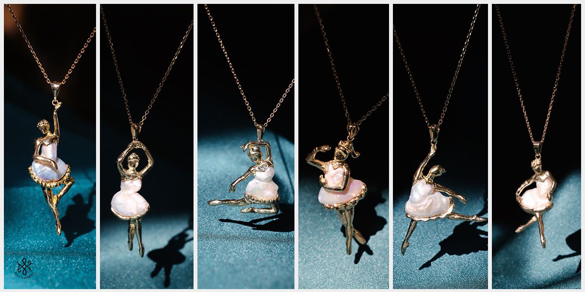 Unique dance of pearls and gold